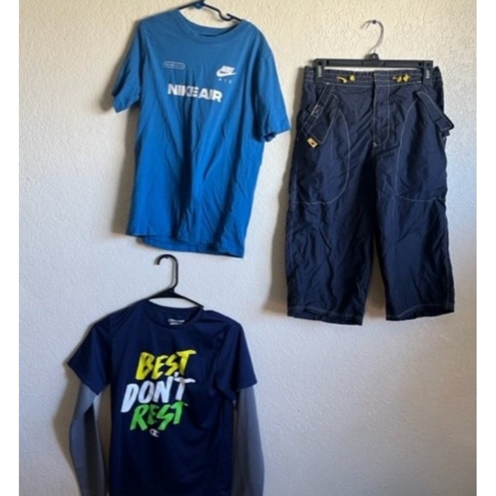 Boys Large Athletic Bundle Nike Champion Tommy Hilfiger Cargo Shorts Lot 3 EUC